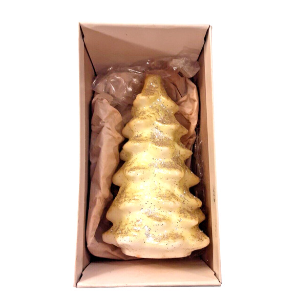 Colonial Candle Co. of Cape Cod White w/Gold Glitter Tree Candle #615D Vtg. 6.5" - Picture 8 of 8